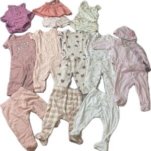 Baby Girl Clothing Bundle Lot Of Sets 0-6months Carters ,Honest Baby Etc